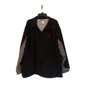 Reebok Jogging Suit Mens Size XXL Black Gray Red Stripe Pockets Leg Ankle Zip